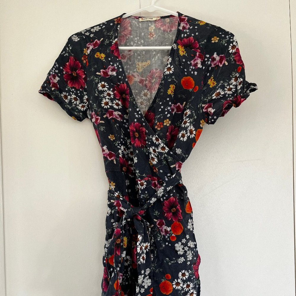 Marine Layer Floral Mini Wrap Dress